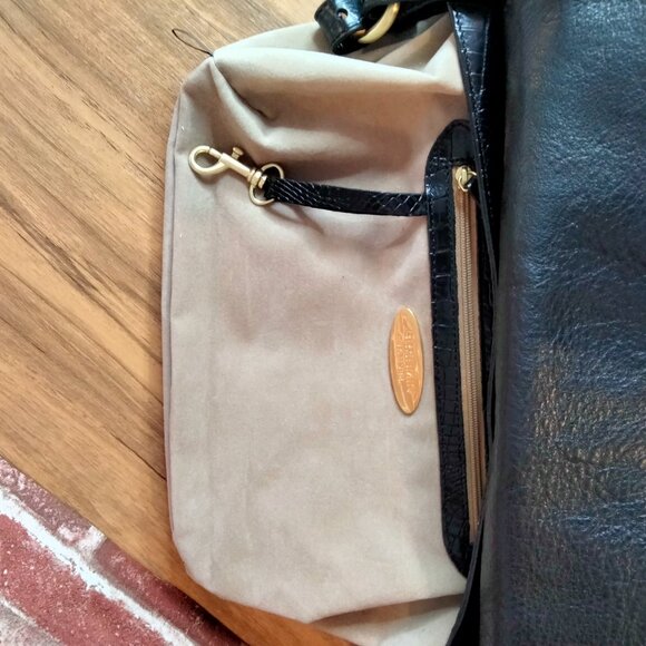 Brahmin Vintage Crossbody Bag Black Leather Melbourne Crocodile Embossed - Picture 5 of 8